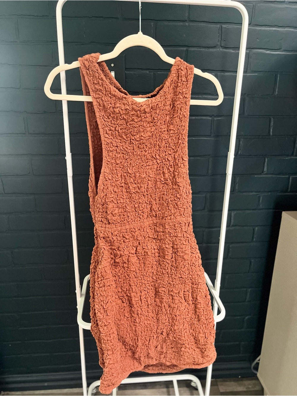 Free People Textured Cutout Sleeveless Dress in Rust - Picture 4 of 4